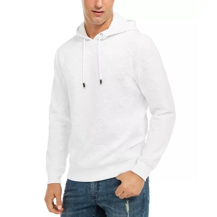 trendy pullover hoodies for men -INC International Concepts Men's Textured Skull Hoodie White Size X-Large