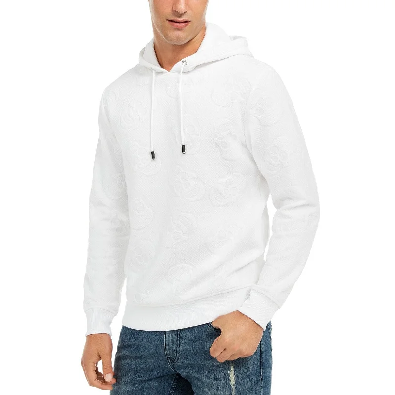 custom hoodies for men -INC International Concepts Men's Textured Skull Hoodie White Size XX Large