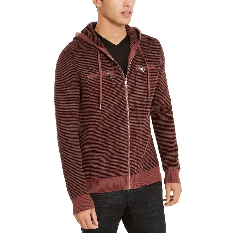 slim-fit hoodies for men -INC International Concepts Men's Textured Zip-Front Hoodie Wine Size 3 Extra Large