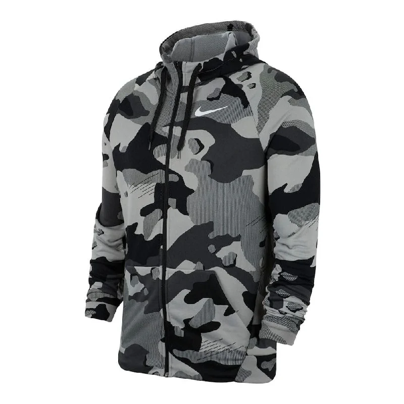 oversized hoodies for men -Nike Men's Dri-Fit Camo Zip Hoodie Black Size Large