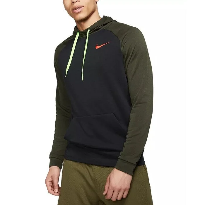 men's fashion hoodies -Nike Men's Sport Clash Dri-Fit Training Hoodie Green Size Large