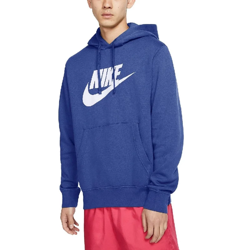 trendy hoodie sweatshirts -Nike Men's Sportswear Cotton Logo Zip Hoodie Blue Size Medium