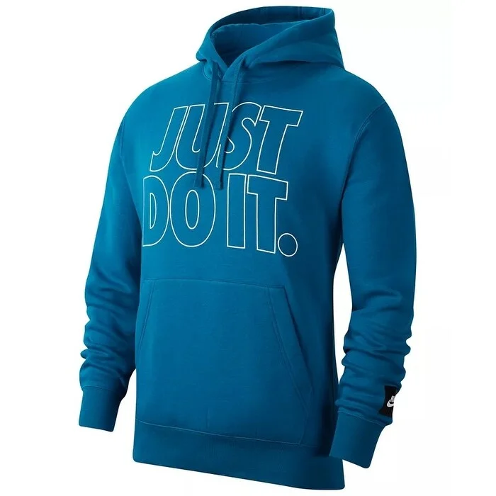 comfortable hoodies for men -Nike Men's Sportswear Just Do It Hoodie Bright Blue Size XX-Large