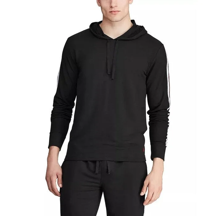 men's comfortable sweatshirts -Polo Ralph Lauren Men's Mini Terry Hoodie Black Size X-Large