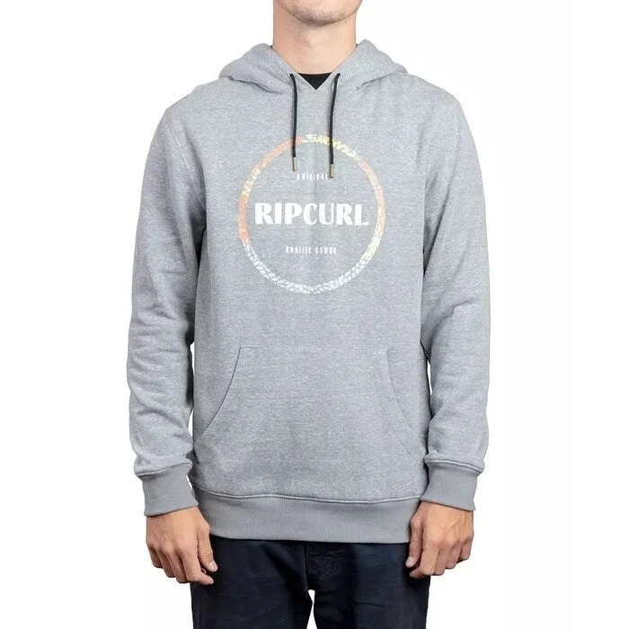 premium hoodies for men -Rip Curl Men's Panga Fleece Logo Hoodie Grey Size X-Large