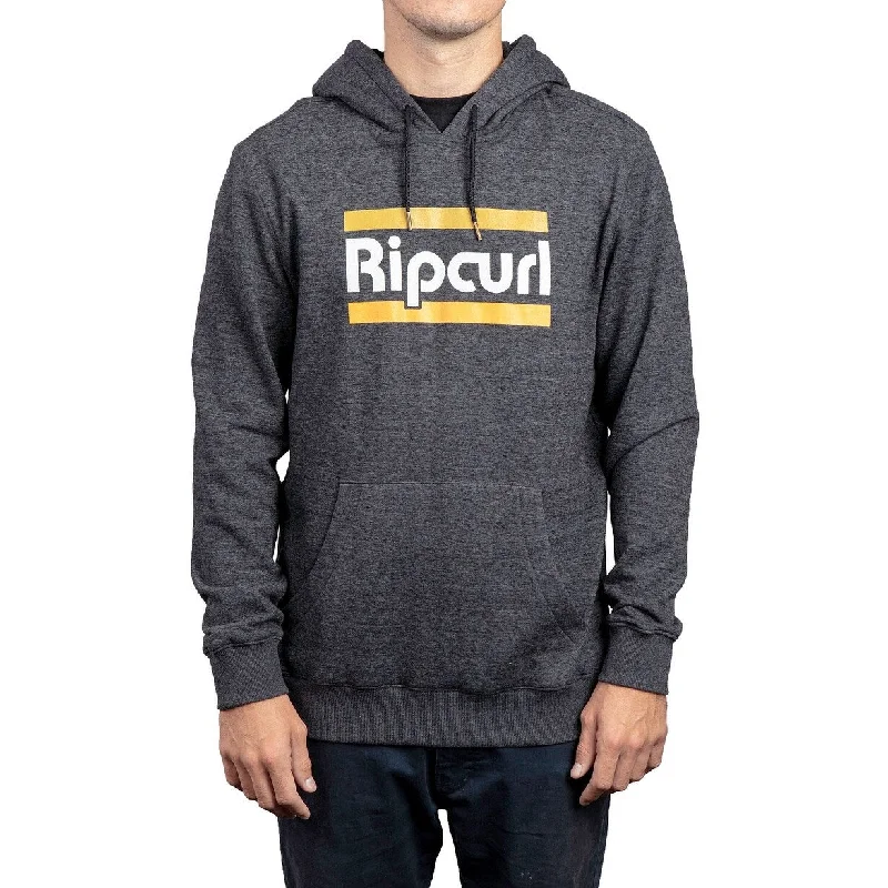 men's hoodies for layering -Rip Curl Men's Retrospective Logo Hoodie Black Size Large