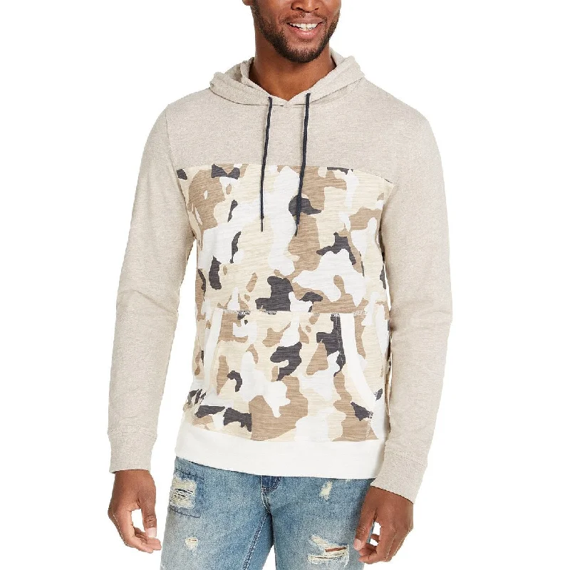 men's printed hoodies -Sun & Stone Men's Camo Blocked Hoodie Beige Size Extra Large - XL