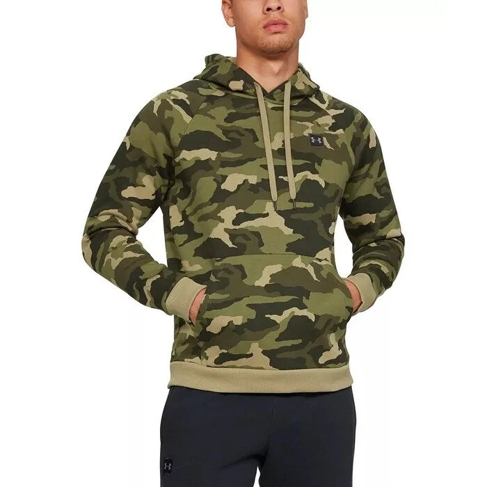 light hoodies for men -Under Armour Men's Rival Fleece Camo Hoodie Green Size Small