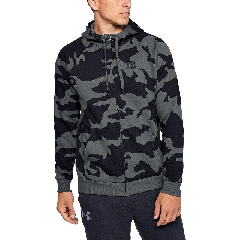 eco-friendly hoodies for men -Under Armour Men's Rival Fleece Camo Zip Hoodie Charcoal Size Extra Large - X-Large