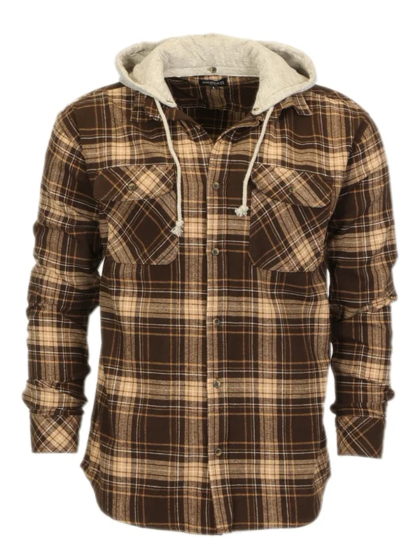 vintage-style hoodies for men -Men's Removable Hoodie Flannel Shirt