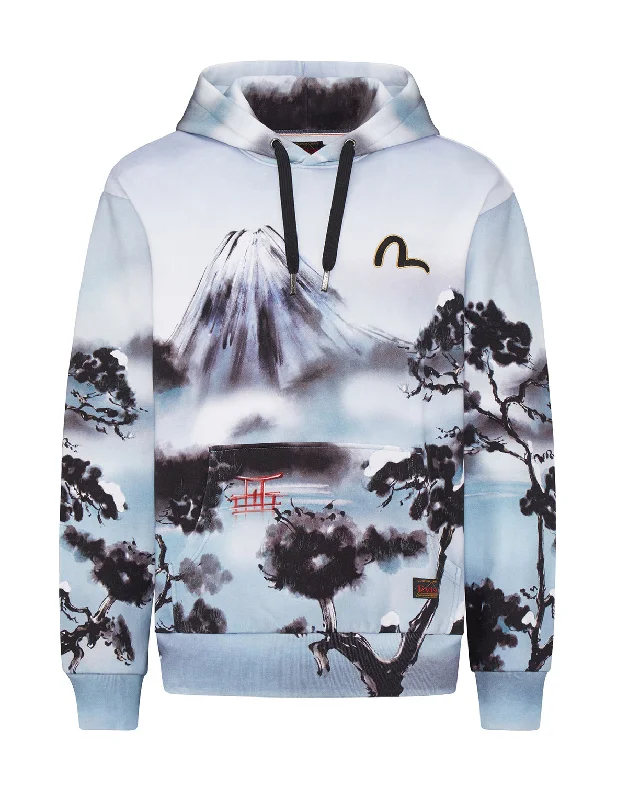 hoodie sweatshirts for men -Allover Mountain and Taka Print Hoodie