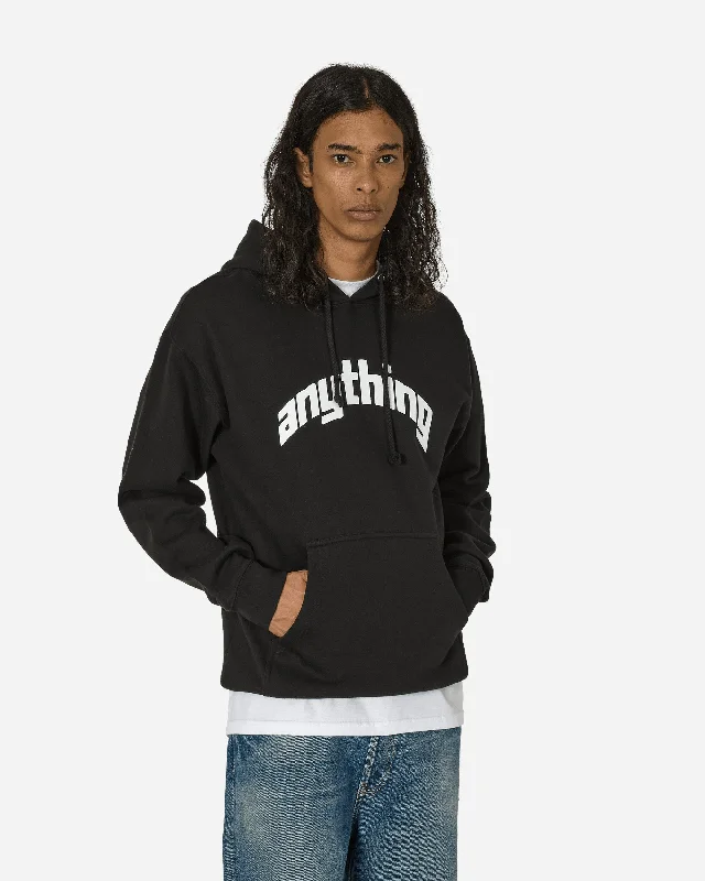 men's crewneck hoodies -Curved Logo Hoodie Black