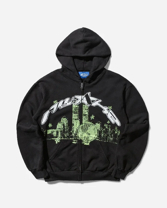 men's vintage hoodies -Men's Skyline Zip Hoodie Washed Black