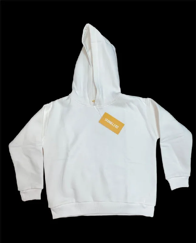 hoodies for men with pockets -Basic White Hoodie