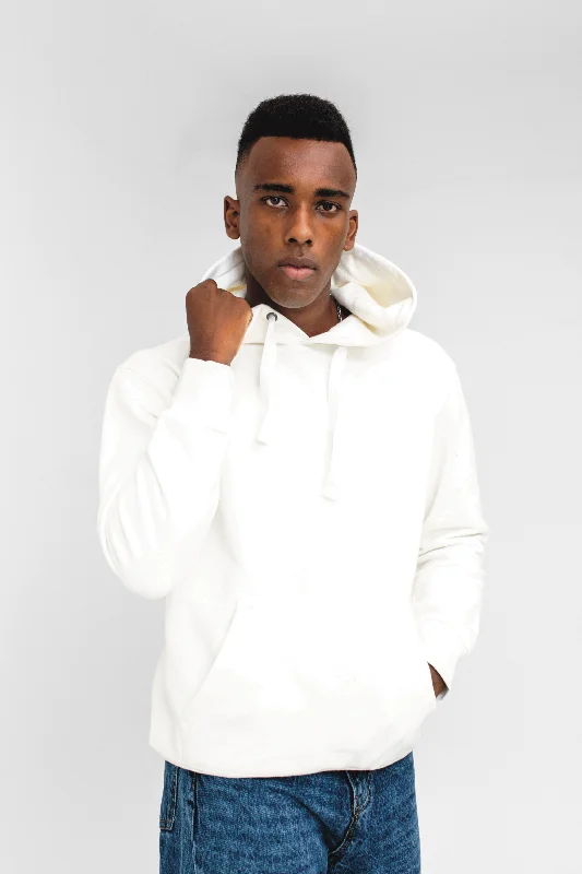 fleece hoodies for men -Basic Hoodie in White Terry