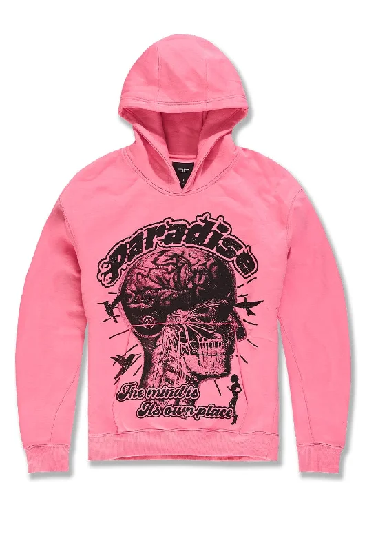 graphic sweatshirts for men -Big Men's Cranial Paradise Pullover Hoodie (Pink)