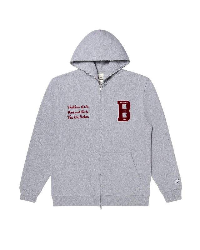 embroidered hoodies for men -Collegiate Full Zip B Hoodie