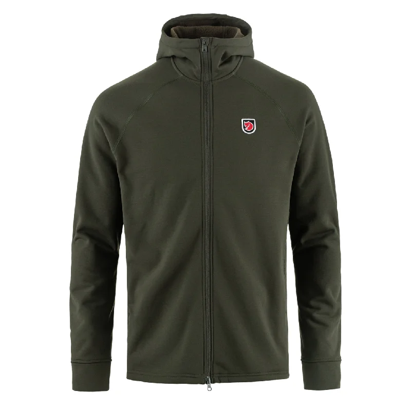 zip-up hoodies for men -Fjallraven Expedition Fleece Hoodie Deep Forest