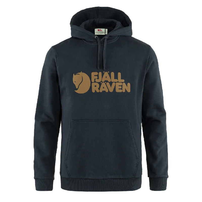 premium hoodies for men -Fjallraven Logo Hoodie Dark Navy