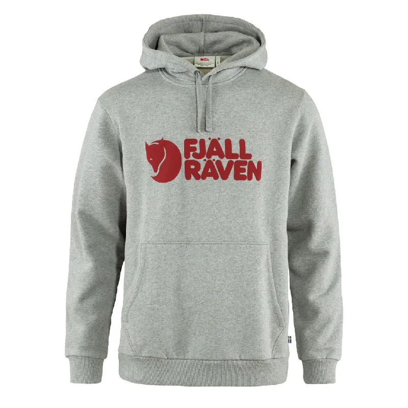 hoodie jackets for men -Fjallraven Logo Hoodie Grey Melange