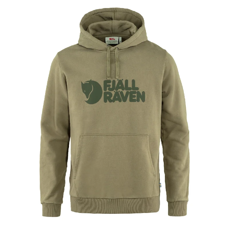 custom hoodie sweatshirts for men -Fjallraven Logo Hoodie Light Olive