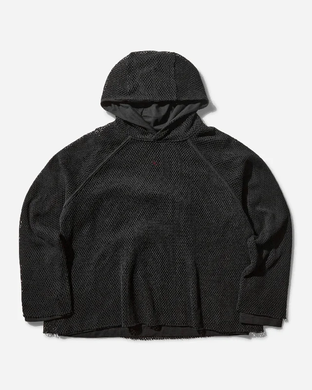 black hoodies for men -Men's Plexus Mesh Layered Hoodie Black