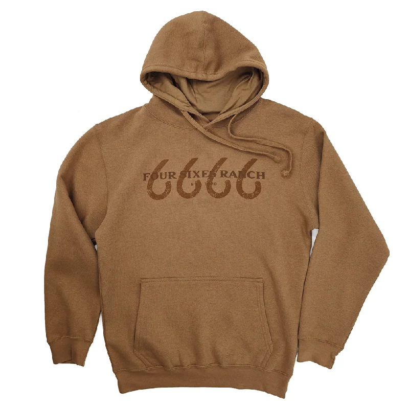 workout hoodies for men -Four Sixes Logo Hoodie - Brown