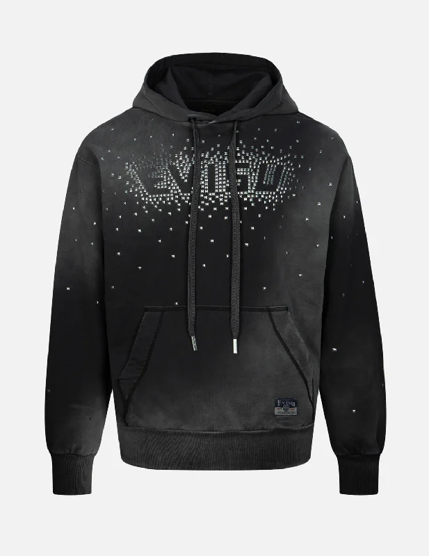 men's oversized sweatshirts for layering -Metallic Heat-pressed EVISU Logo Loose Fit Hoodie