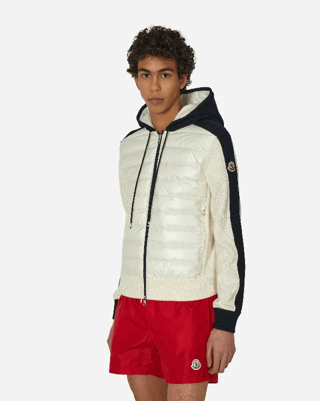 trendy hoodies for men -Padded Wool Hoodie White