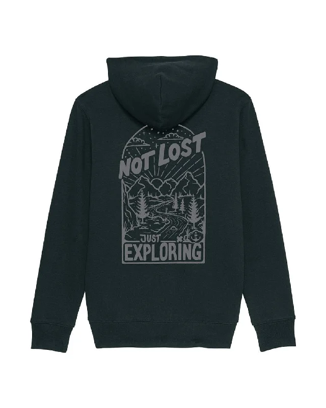 stylish hoodies for men -Not Lost Zip Hoodie - Black