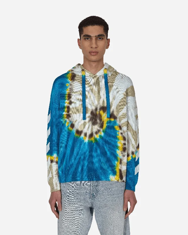 winter-ready sweatshirts for men -Diag Tie Dye Knit Hoodie Blue