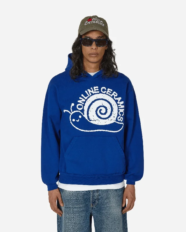 men's fleece sweatshirts -Snail Logo Hoodie Blue