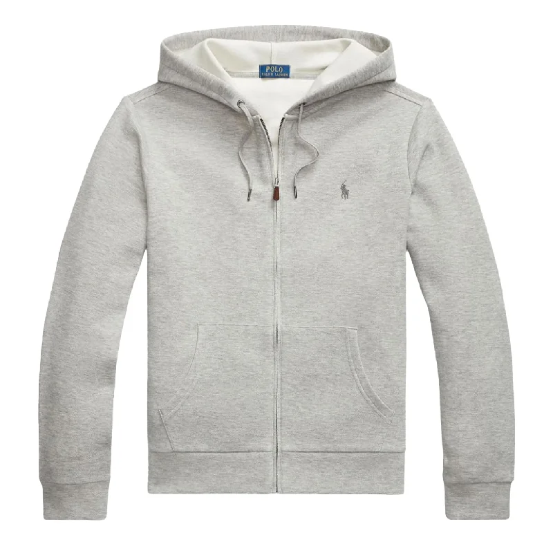 eco-friendly hoodies for men -Polo Ralph Lauren Double-Knit Mesh Full-Zip Hoodie Andover Heather