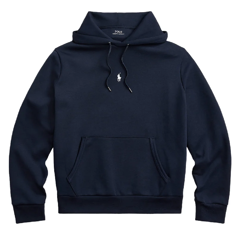 men's oversized sweatshirts -Polo Ralph Lauren Logo Double-Knit Hoodie Aviator Navy