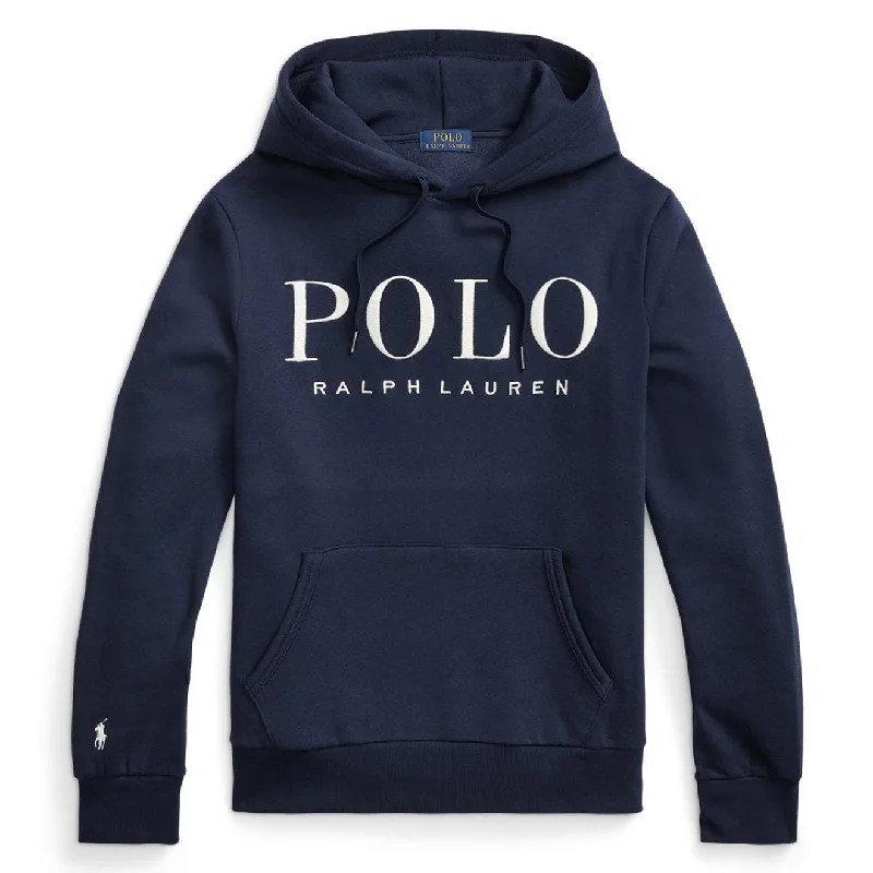 men's zippered sweatshirts -Polo Ralph Lauren Logo Hoodie Cruise Navy