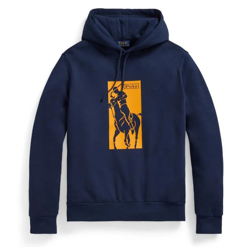 fashion sweatshirts for men -Polo Ralph Lauren Pony Print Hoodie Cruise Navy