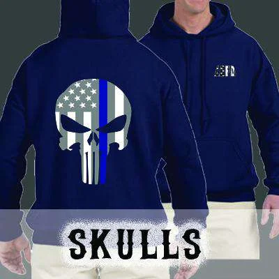 slim-fit hoodies for men -Custom Skull Design, Firefighter Midweight Hoodie