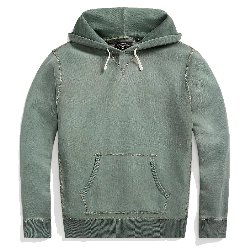 workout hoodies for men -RRL by Ralph Lauren Garment-Dyed Fleece Hoodie Collegiate Green