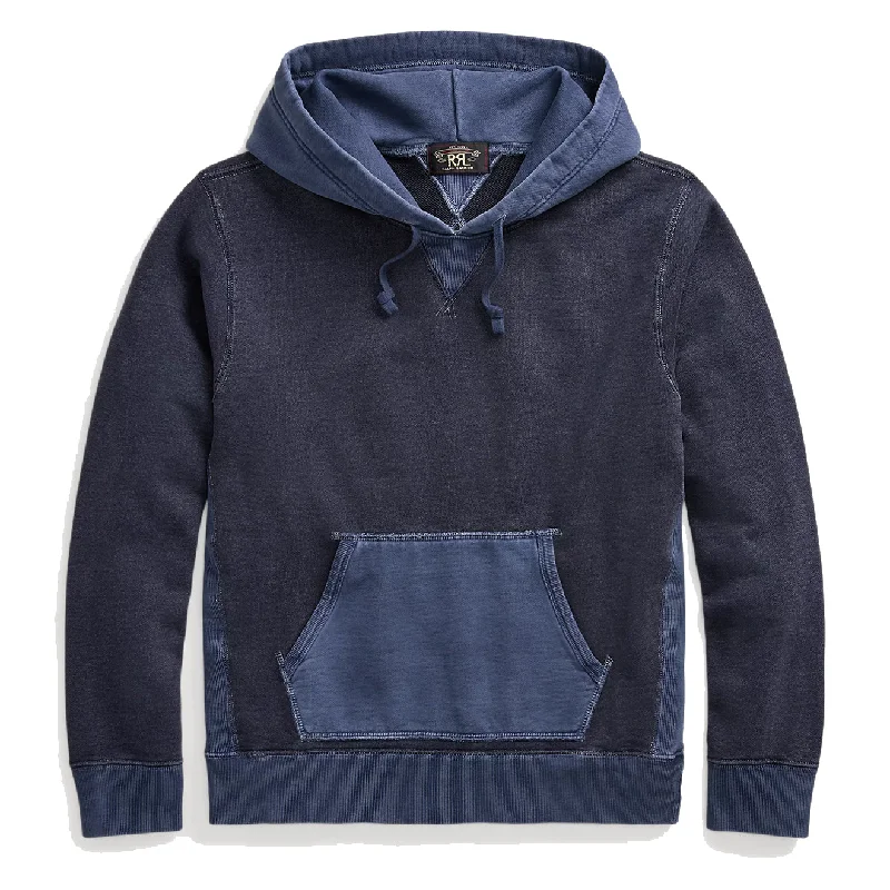 graphic hoodies for men -RRL by Ralph Lauren Garment-Dyed French Terry Hoodie Navy Multi