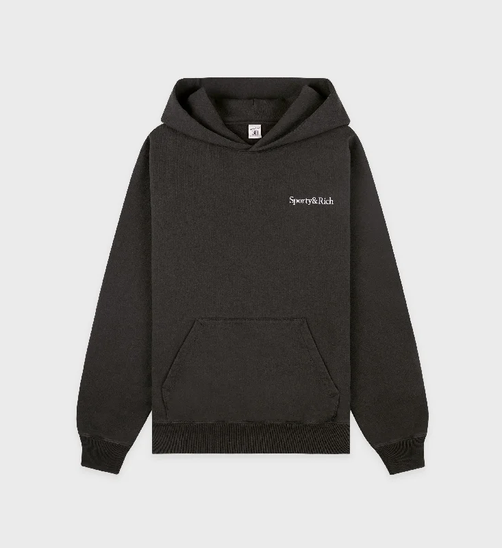 minimalist sweatshirts for men -Serif Logo Hoodie - Faded Black/White