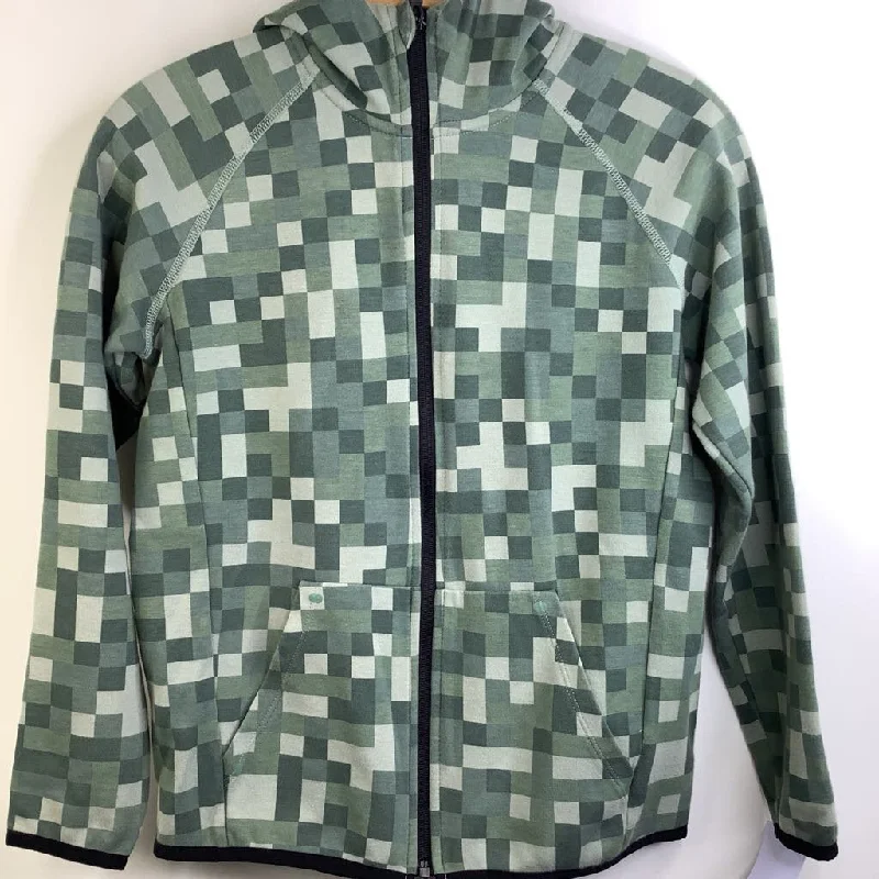 cozy sweatshirts for men -Size 12: Gap Green Creme Pixelated Zip-Up Hoodie