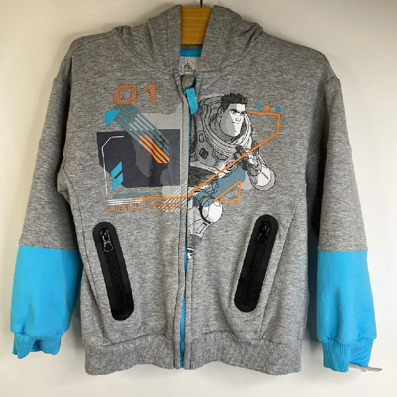 men's hoodie sweatshirt -Size 4: Disney Grey/Buzz Lightyear Zip-Up Hoodie