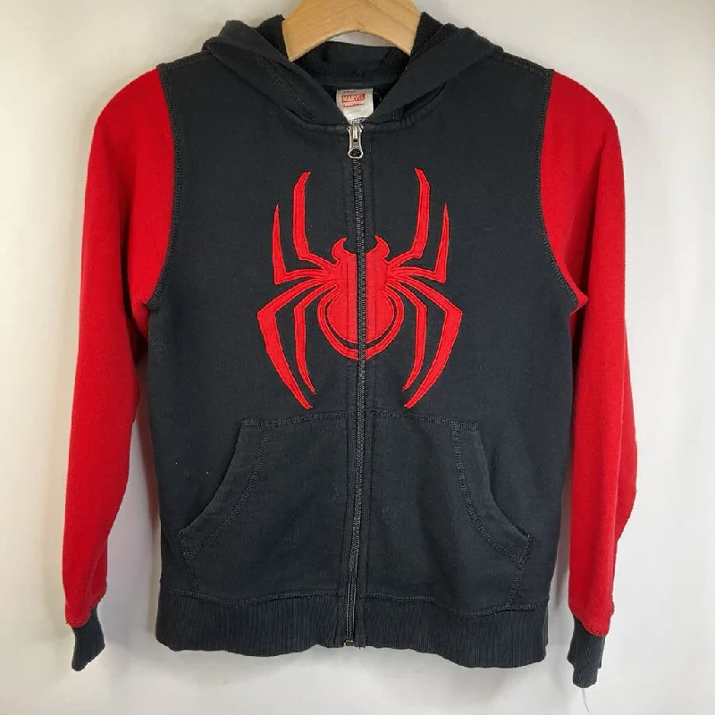 zip-up hoodies for men -Size 8 (130): Hanna Andersson Black/Red Spiderman Hoodie W/Mask