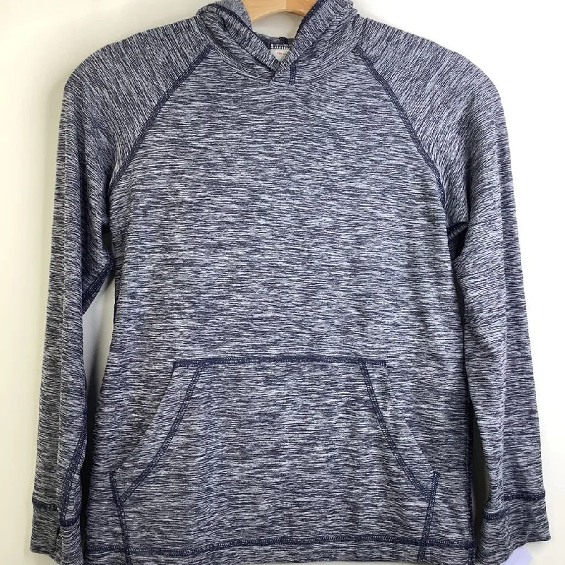 high-quality sweatshirts for men -Size 8 (130): Hanna Andersson Dark Blue Heathered Athletic Hoodie