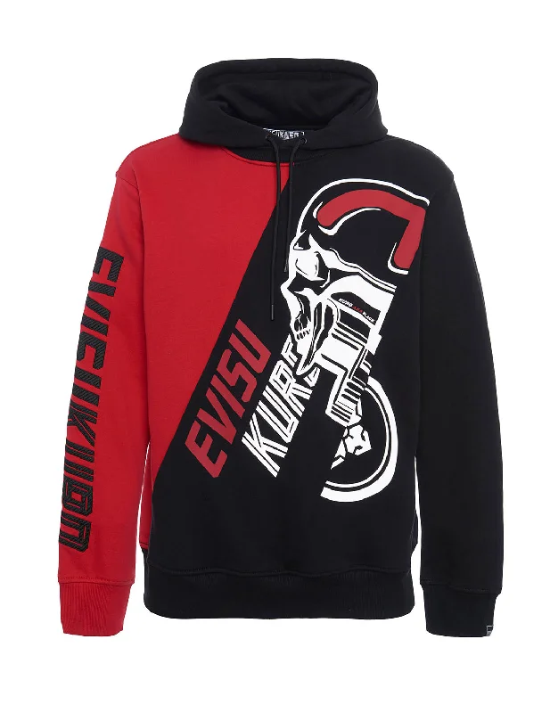 men's hoodies for winter -Color-blocking Dirt Bike-style Hoodie