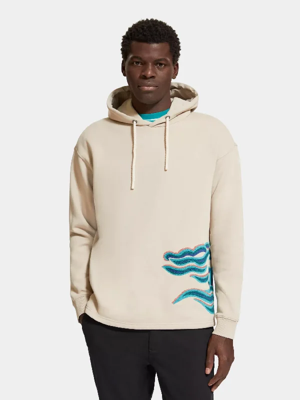 hoodie jackets for men -Wave embroidery hoodie