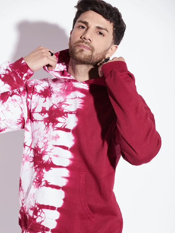 casual sweatshirts for men -Wine Tie Dye Oversized Hoodie